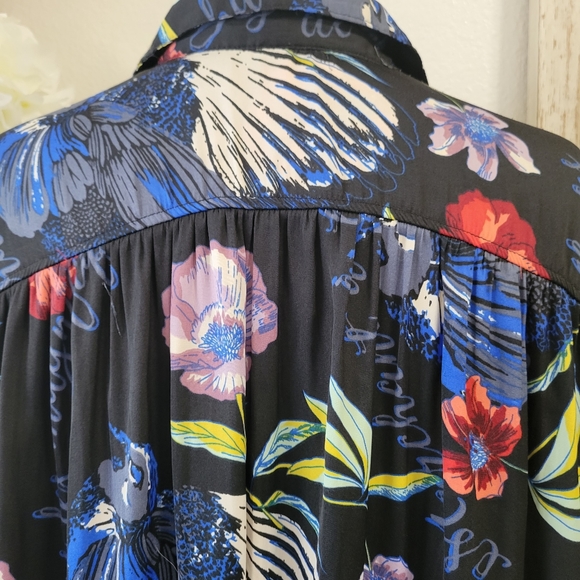 Free People high low floral long sleeve tee size XSmall - Picture 7 of 12